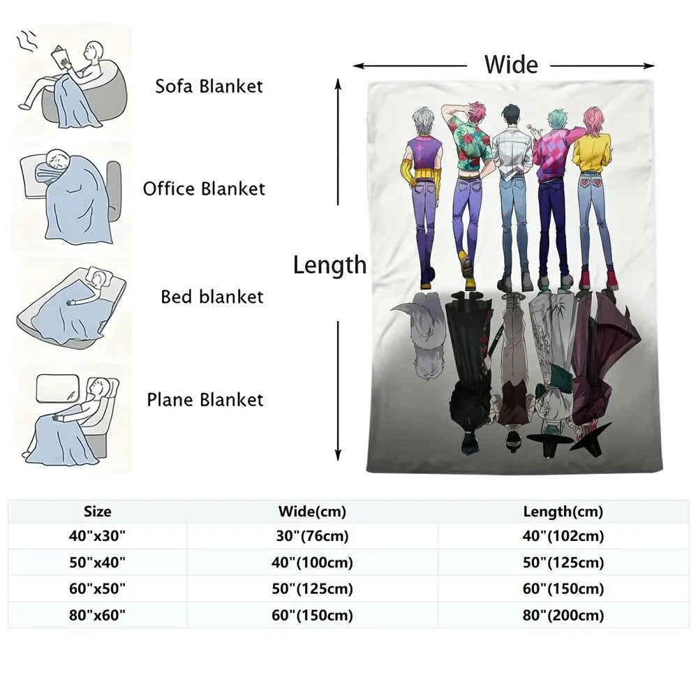 K-POP Demon Hunters Anime Characters Reversible Multipurpose Throw Blanket