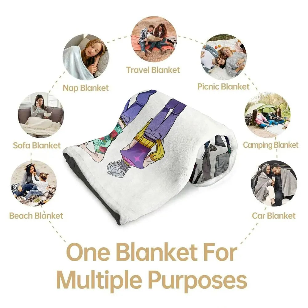 K-POP Demon Hunters Anime Characters Reversible Multipurpose Throw Blanket