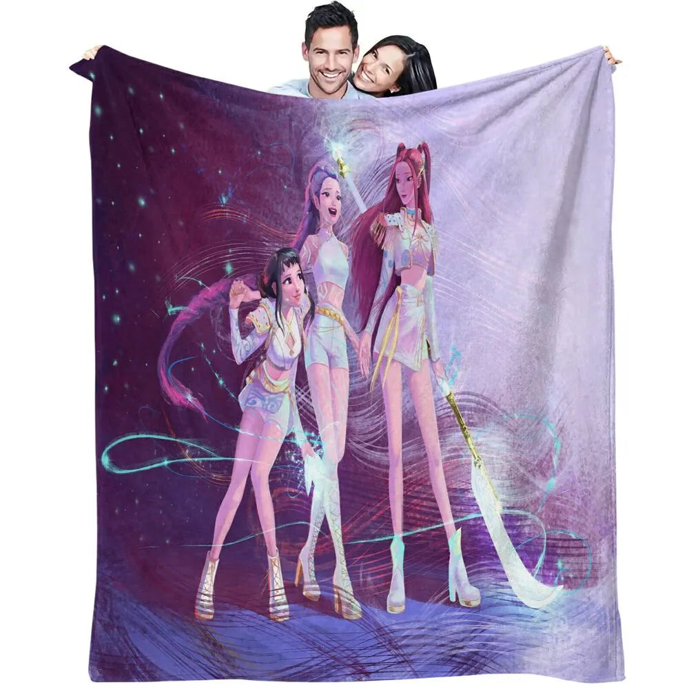 K-POP Demon Hunters Anime Characters Super-Soft Plush Throw Blanket