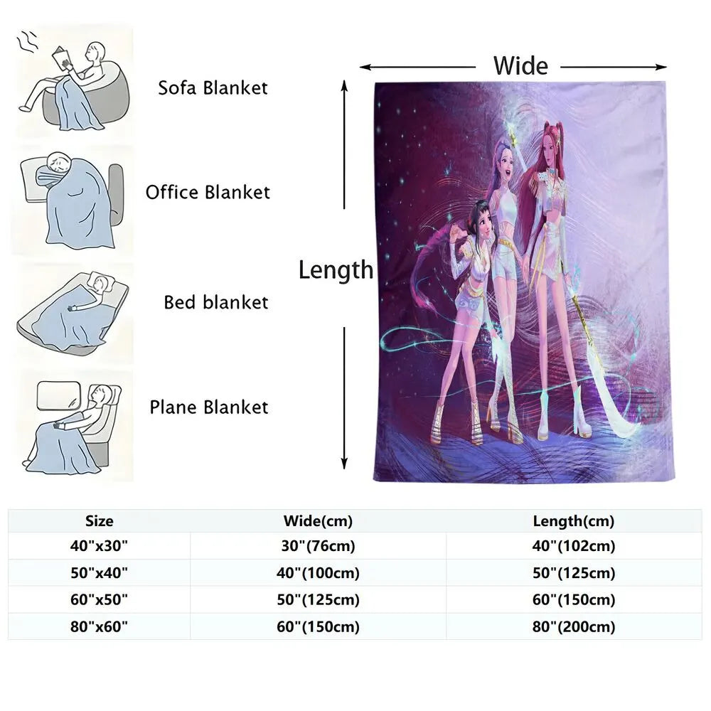 K-POP Demon Hunters Anime Characters Super-Soft Plush Throw Blanket