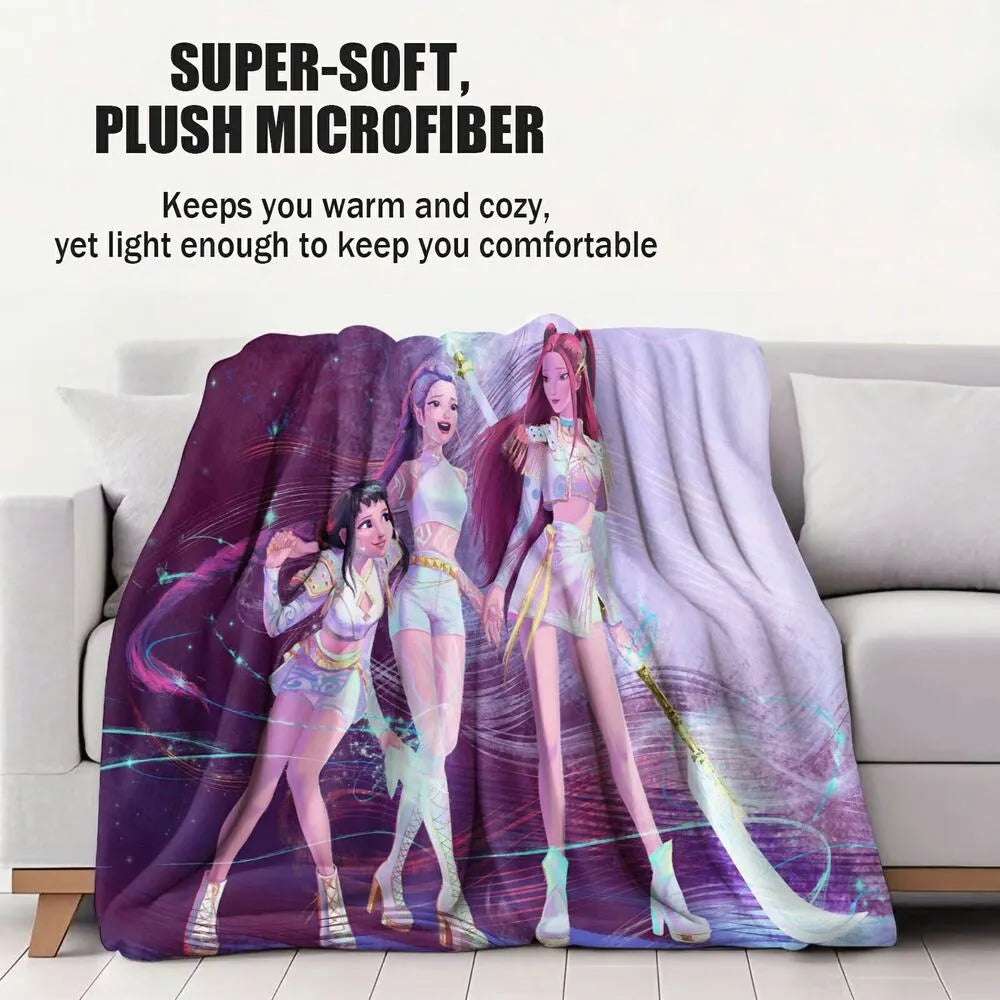 K-POP Demon Hunters Anime Characters Super-Soft Plush Throw Blanket