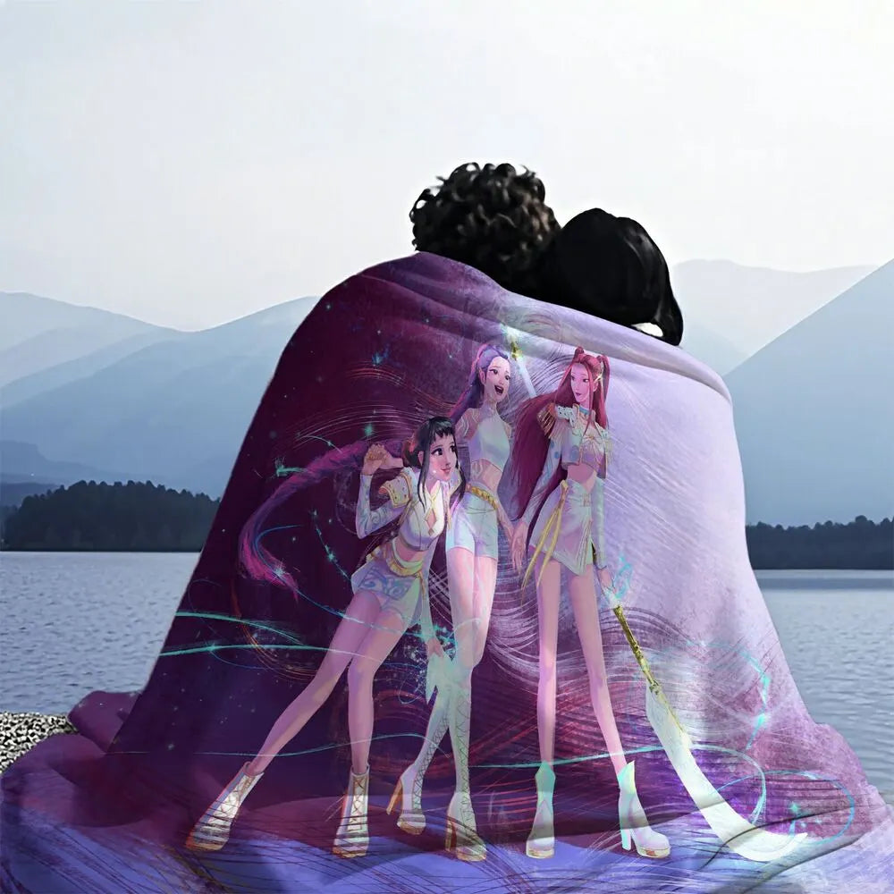 K-POP Demon Hunters Anime Characters Super-Soft Plush Throw Blanket