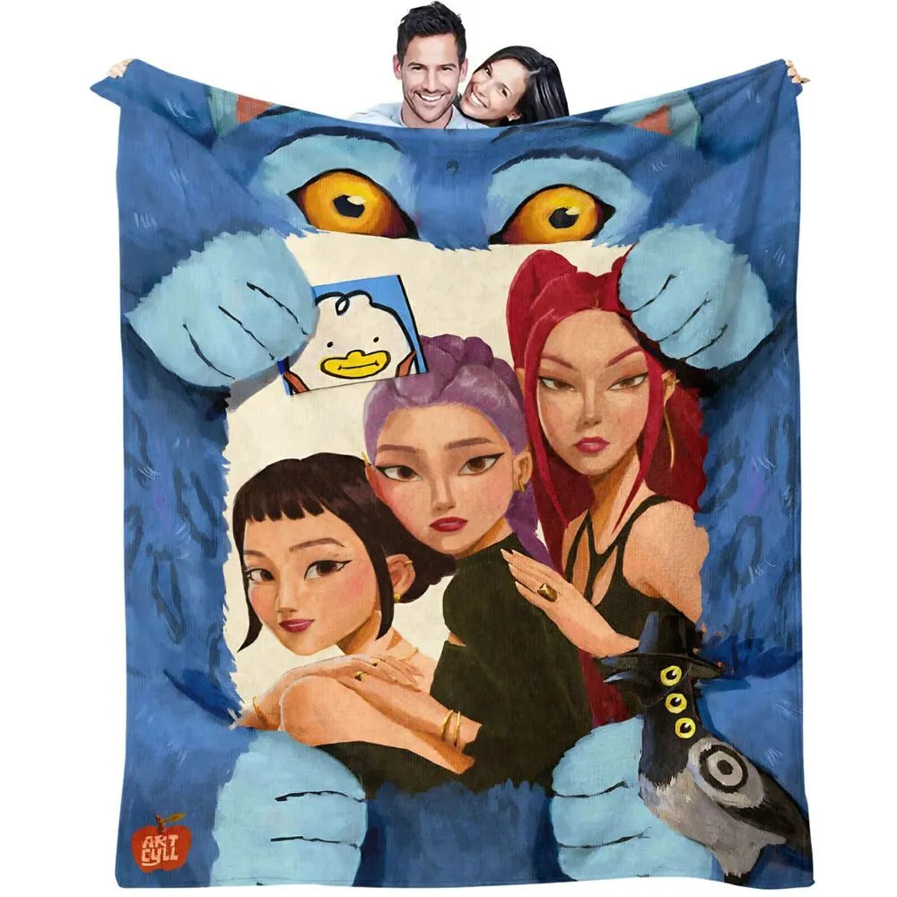 K-POP Demon Hunters Cartoon Art Multipurpose Throw Blanket