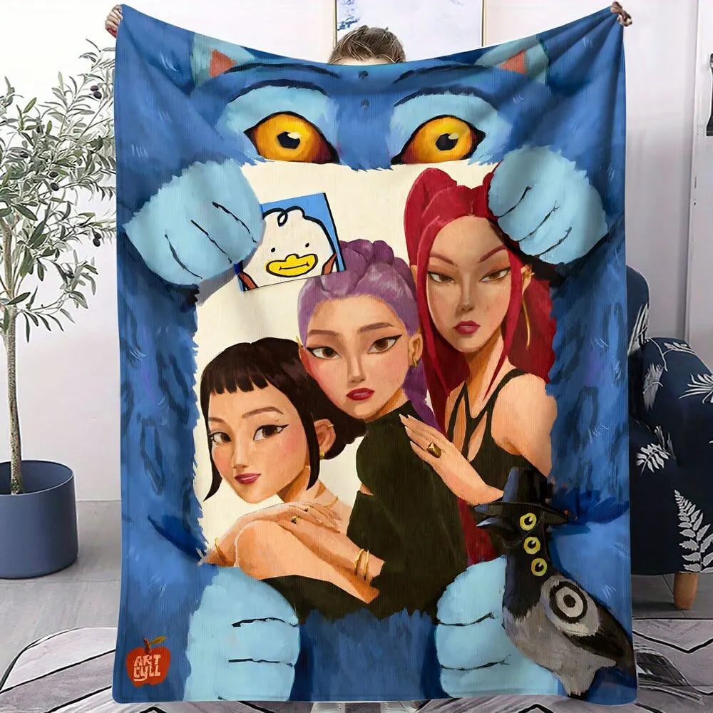 K-POP Demon Hunters Cartoon Art Multipurpose Throw Blanket