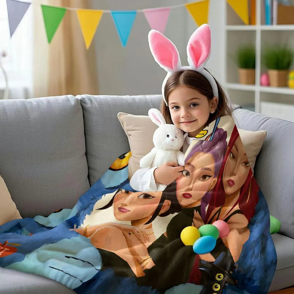 K-POP Demon Hunters Cartoon Art Multipurpose Throw Blanket