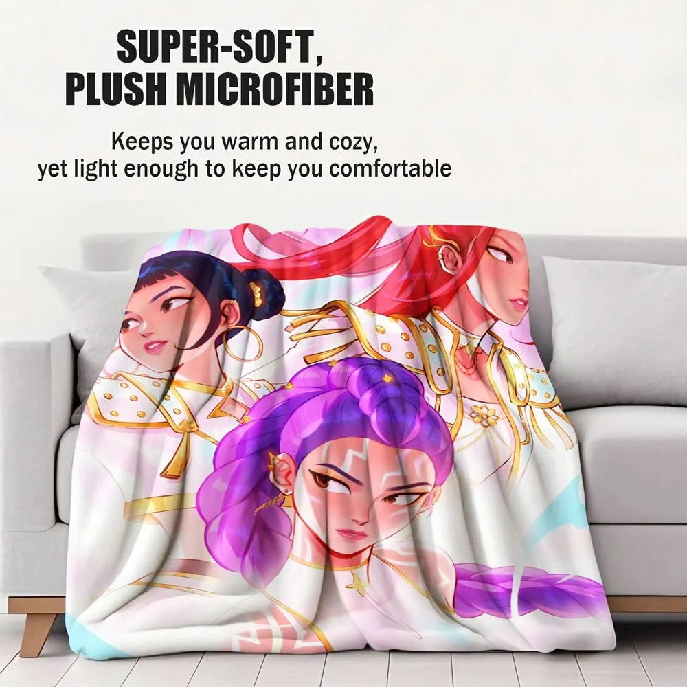 K-POP Demon Hunters Cartoon Characters Multipurpose Throw Blanket