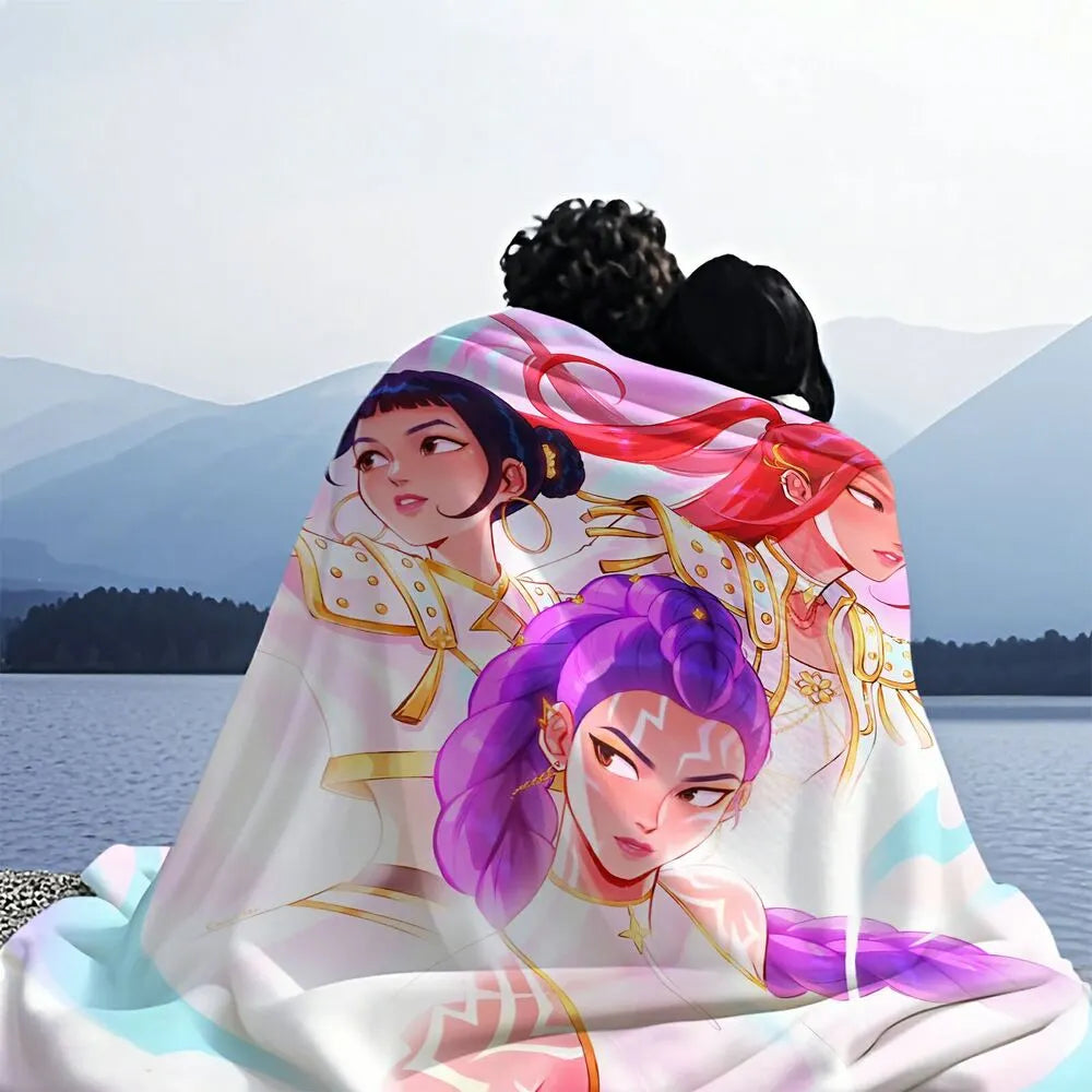 K-POP Demon Hunters Cartoon Characters Multipurpose Throw Blanket