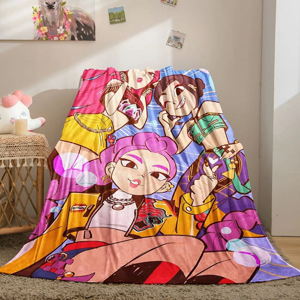 K-POP Demon Hunters Cartoon Pattern Multipurpose Throw Blanket