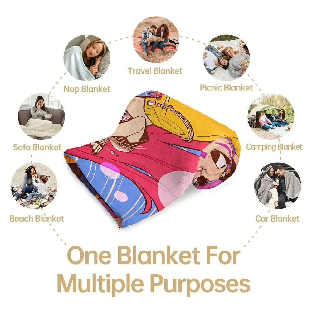 K-POP Demon Hunters Cartoon Pattern Multipurpose Throw Blanket