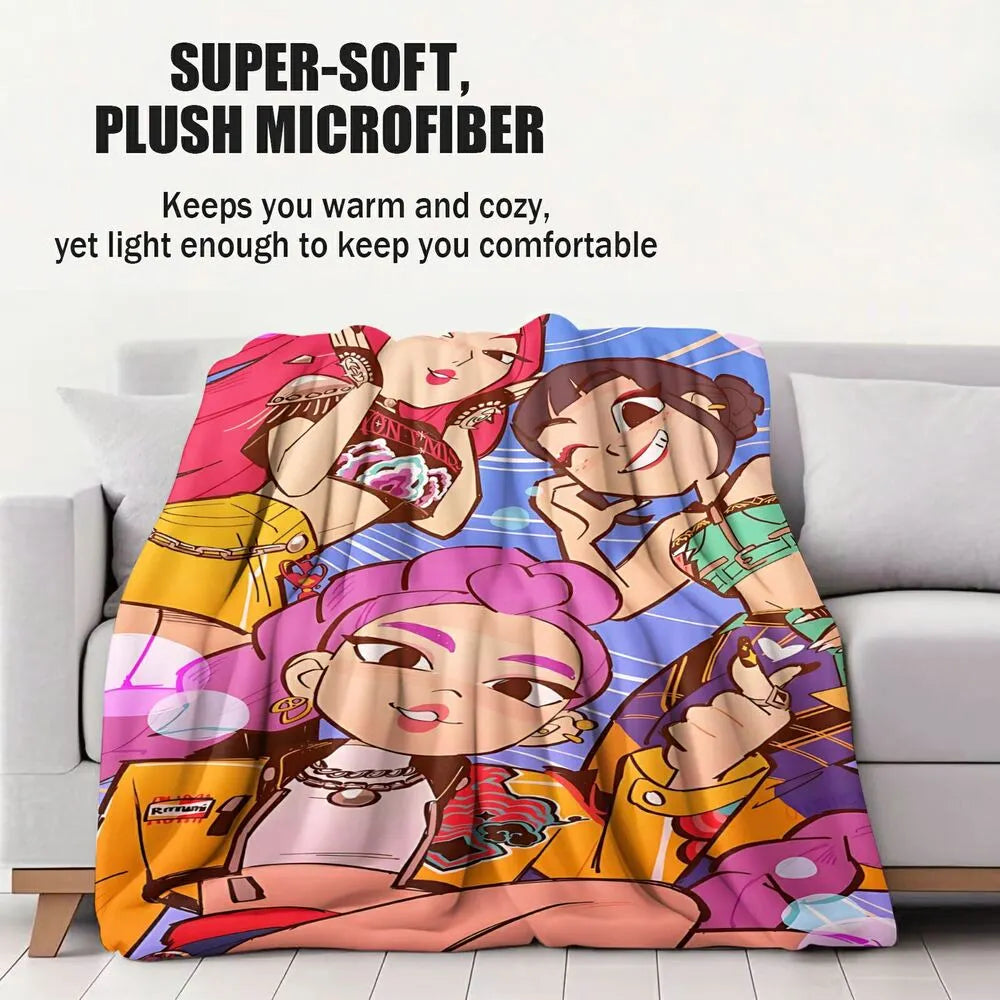 K-POP Demon Hunters Cartoon Pattern Multipurpose Throw Blanket