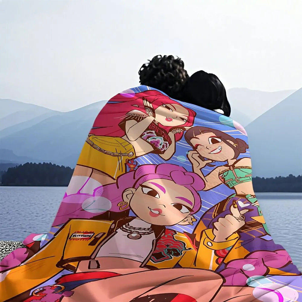 K-POP Demon Hunters Cartoon Pattern Multipurpose Throw Blanket
