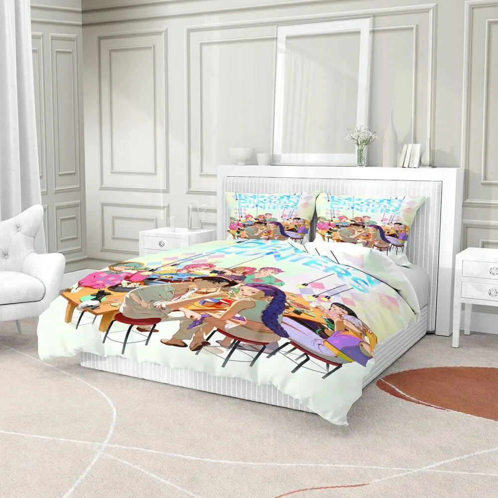 K-POP Demon Hunters Casual Dining Anime Group Bedding Set