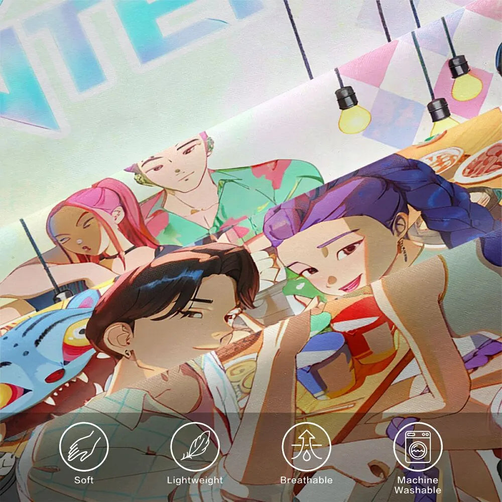 K-POP Demon Hunters Casual Dining Anime Group Bedding Set