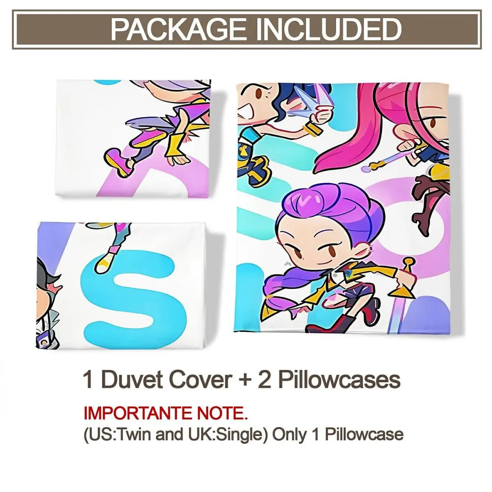 K-POP Demon Hunters Chibi Anime Group Bedding Set