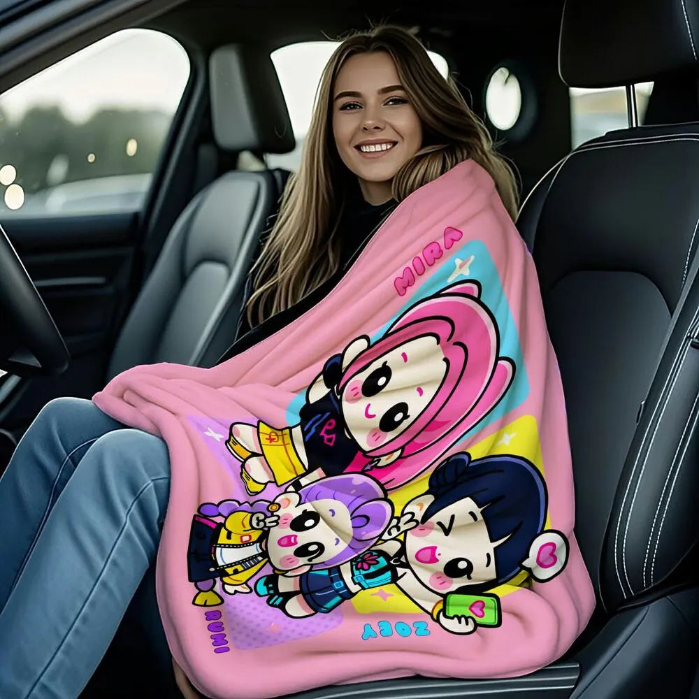 K-POP Demon Hunters Chibi Characters Multipurpose Throw Blanket