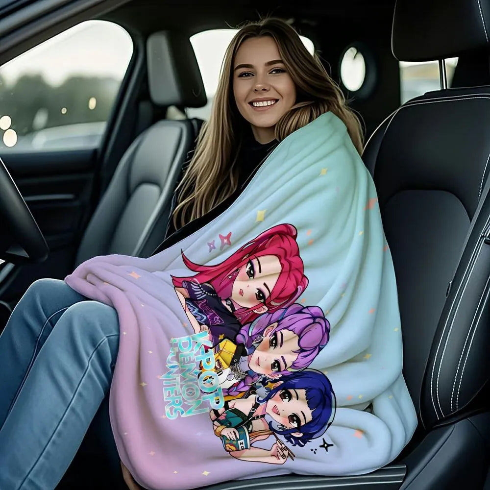 K-POP Demon Hunters Chibi Characters Multipurpose Throw Blanket