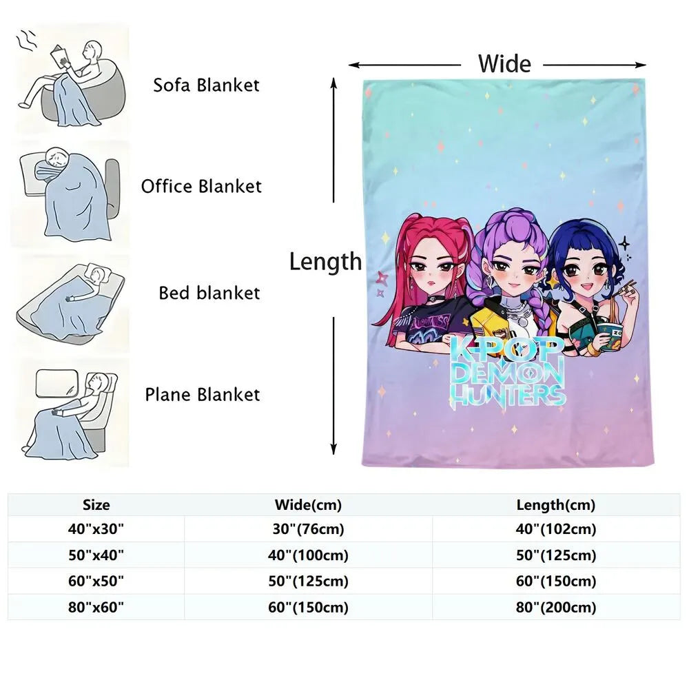 K-POP Demon Hunters Chibi Characters Multipurpose Throw Blanket