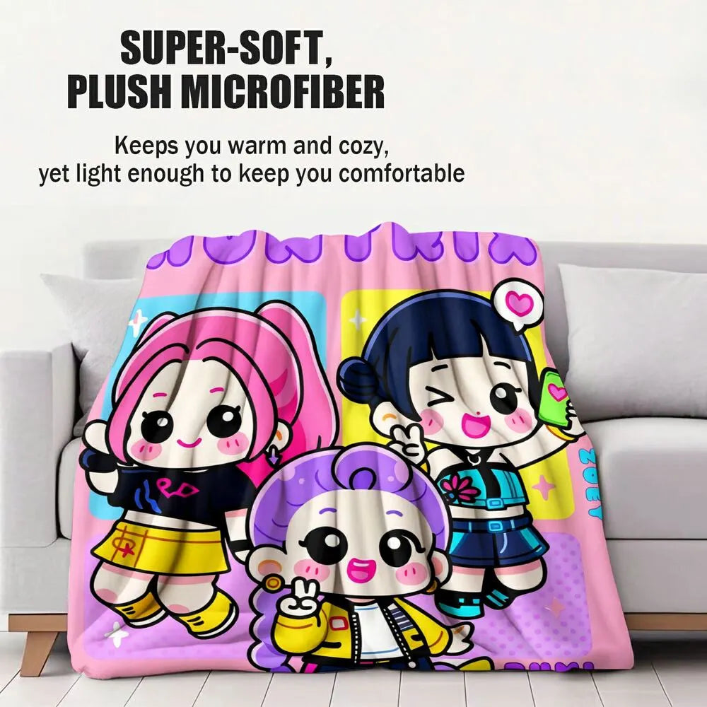 K-POP Demon Hunters Chibi Characters Multipurpose Throw Blanket