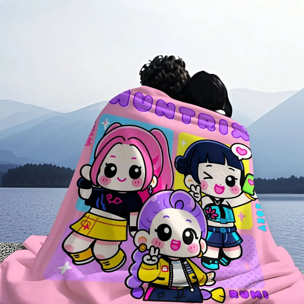 K-POP Demon Hunters Chibi Characters Multipurpose Throw Blanket
