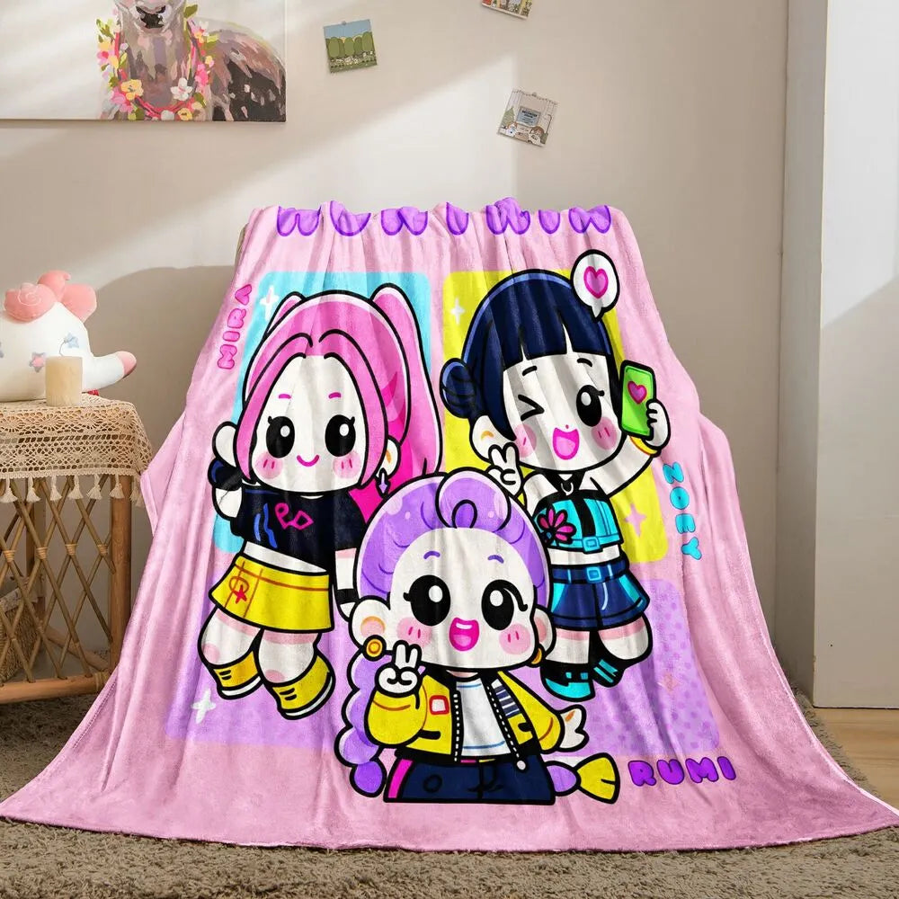 K-POP Demon Hunters Chibi Characters Multipurpose Throw Blanket