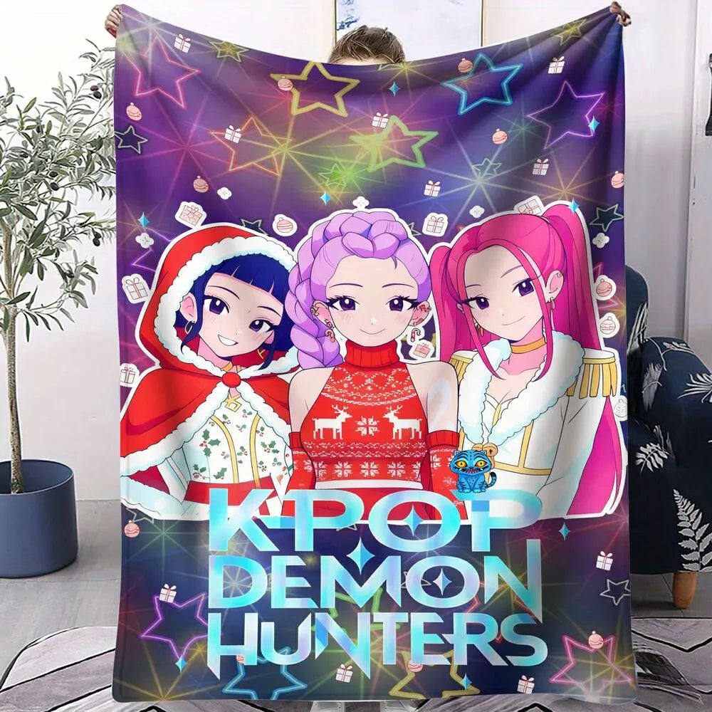 K-POP Demon Hunters Christmas Anime Characters Multipurpose Throw Blanket