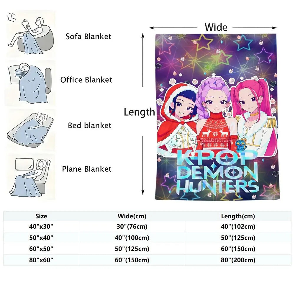 K-POP Demon Hunters Christmas Anime Characters Multipurpose Throw Blanket