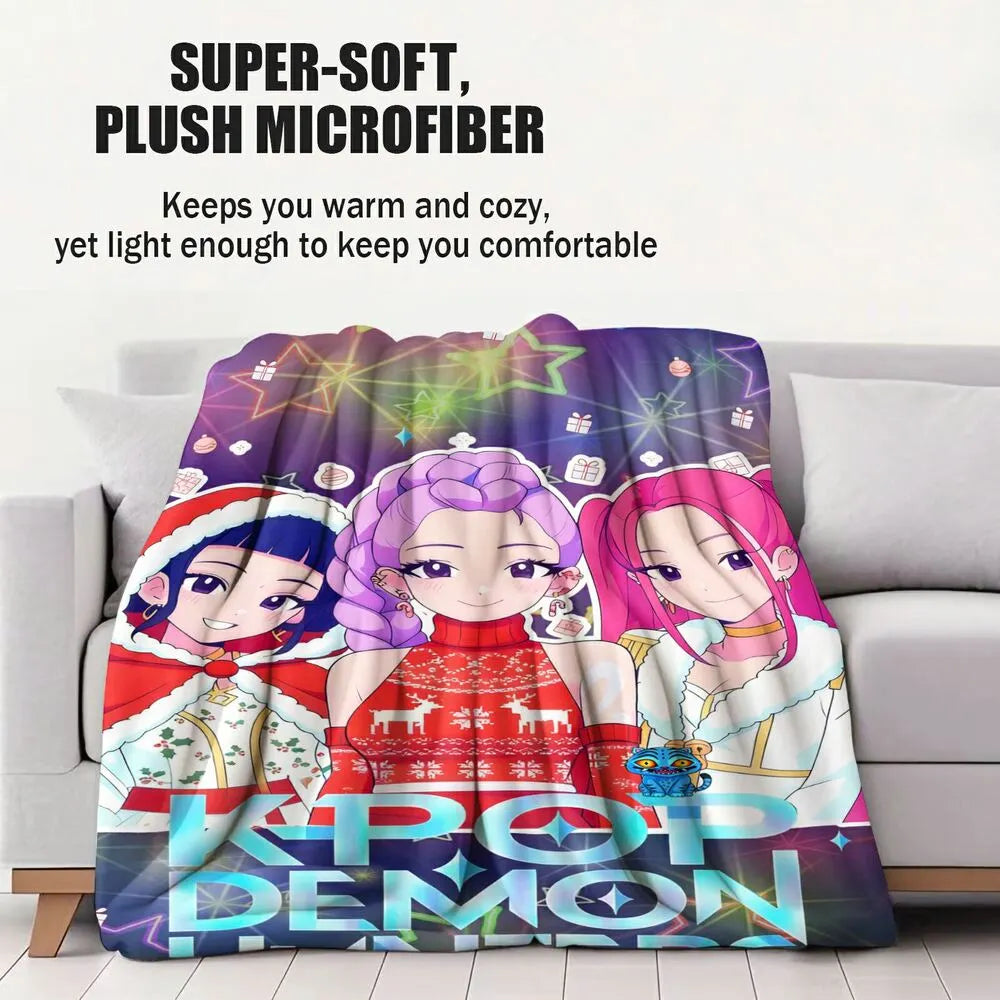 K-POP Demon Hunters Christmas Anime Characters Multipurpose Throw Blanket