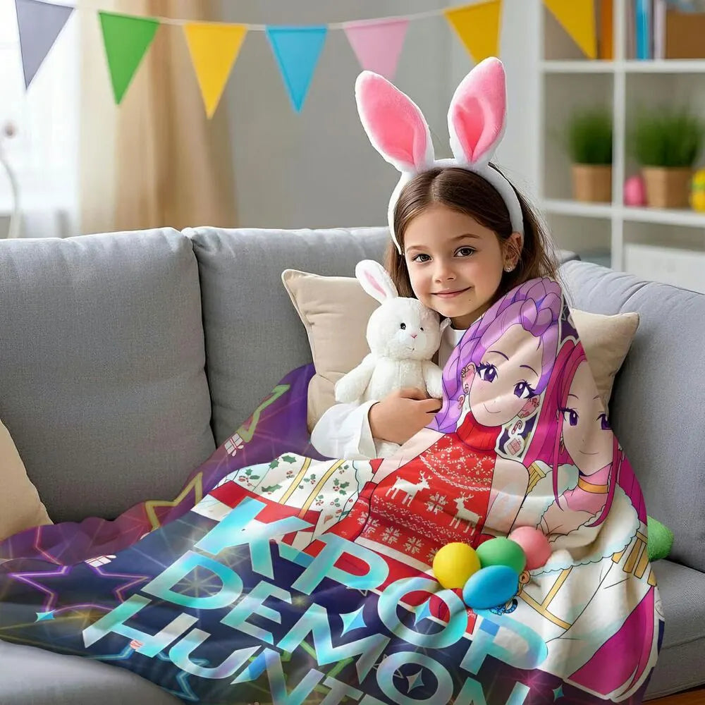 K-POP Demon Hunters Christmas Anime Characters Multipurpose Throw Blanket