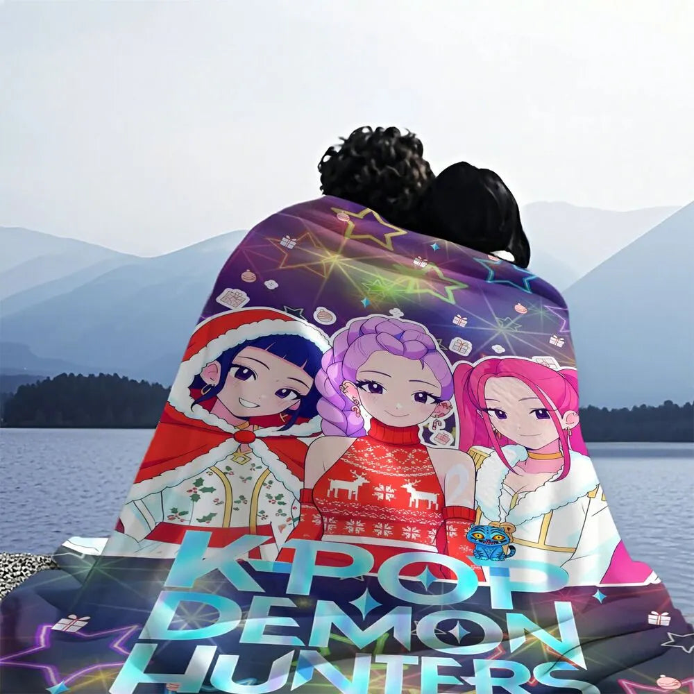 K-POP Demon Hunters Christmas Anime Characters Multipurpose Throw Blanket