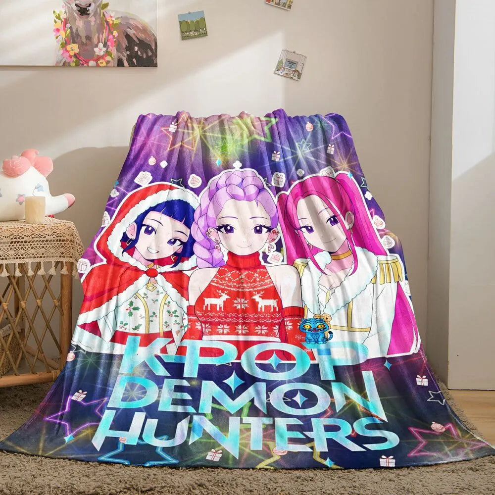 K-POP Demon Hunters Christmas Anime Characters Multipurpose Throw Blanket
