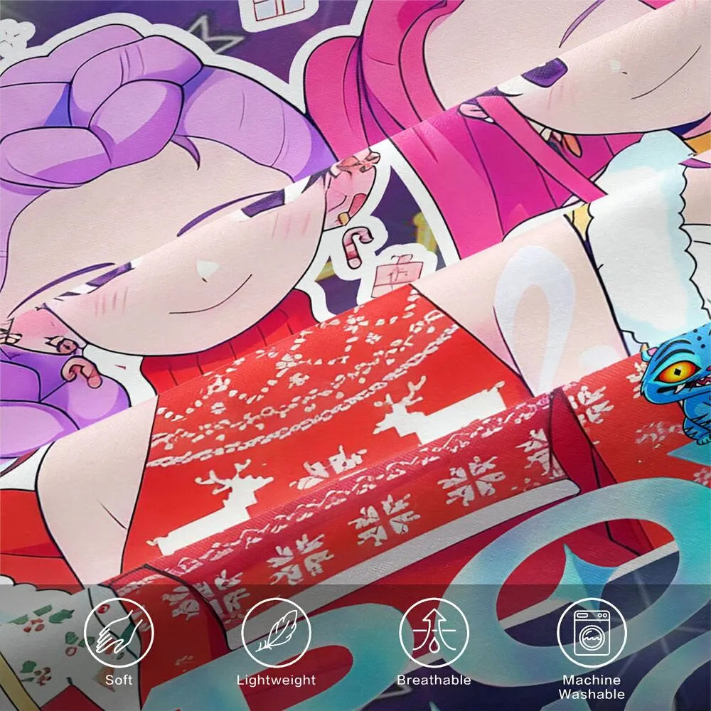 K-POP Demon Hunters Christmas Themed Anime Girl Group Bedding Set