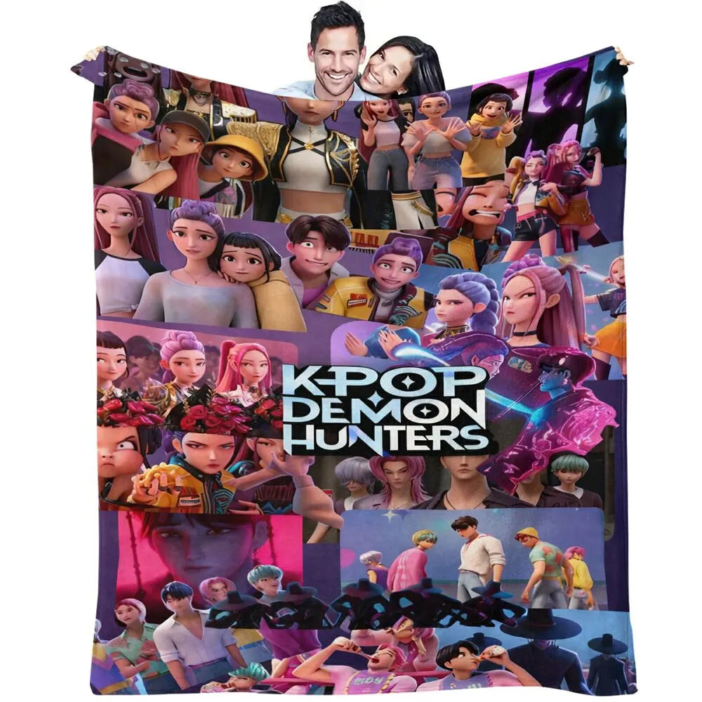 K-POP Demon Hunters Collage Anime Characters Multipurpose Throw Blanket