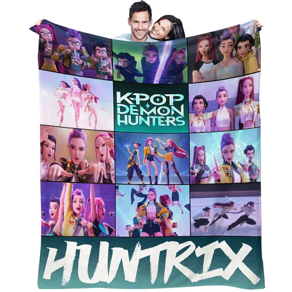 K-POP Demon Hunters Collage Anime Characters Multipurpose Throw Blanket