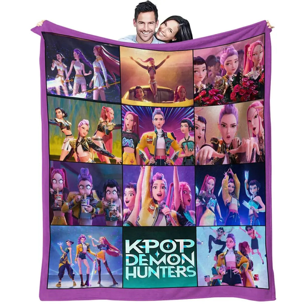 K-POP Demon Hunters Collage Anime Characters Multipurpose Throw Blanket