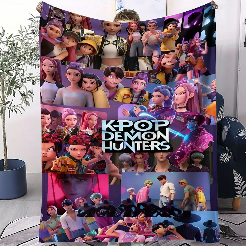 K-POP Demon Hunters Collage Anime Characters Multipurpose Throw Blanket