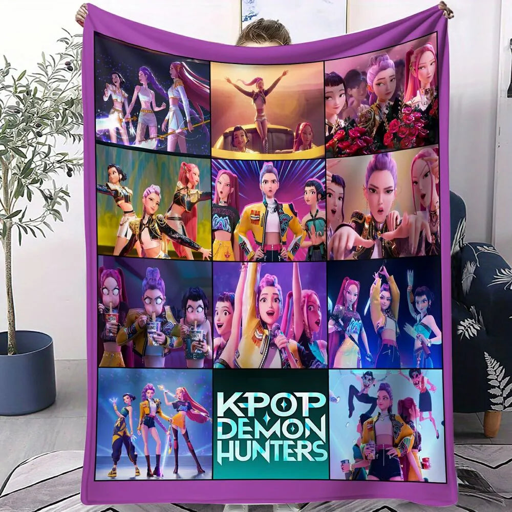 K-POP Demon Hunters Collage Anime Characters Multipurpose Throw Blanket
