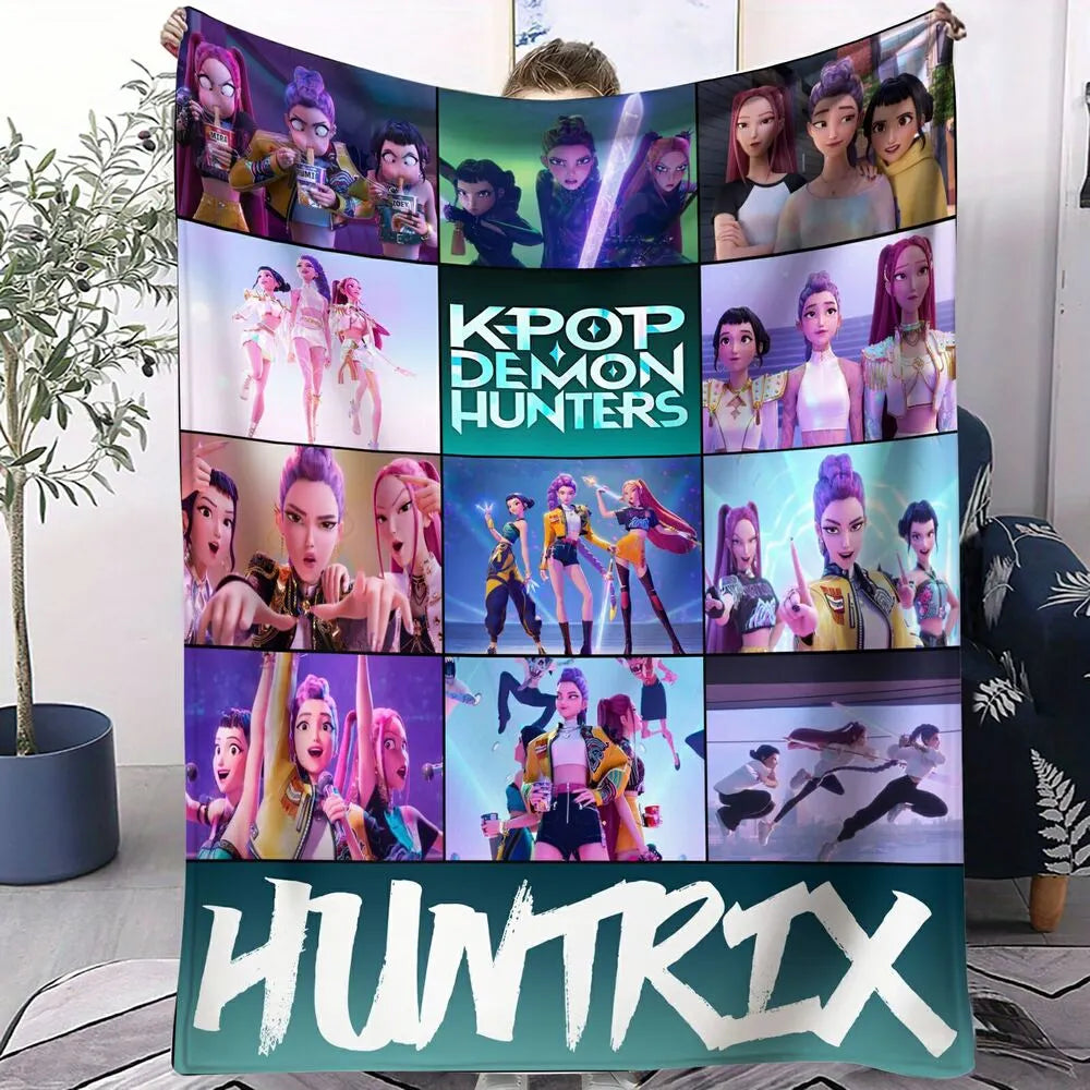 K-POP Demon Hunters Collage Anime Characters Multipurpose Throw Blanket