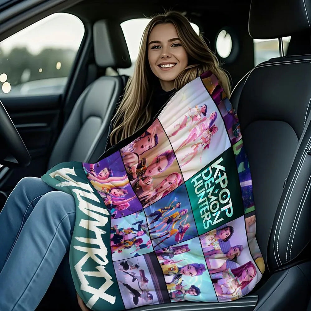 K-POP Demon Hunters Collage Anime Characters Multipurpose Throw Blanket