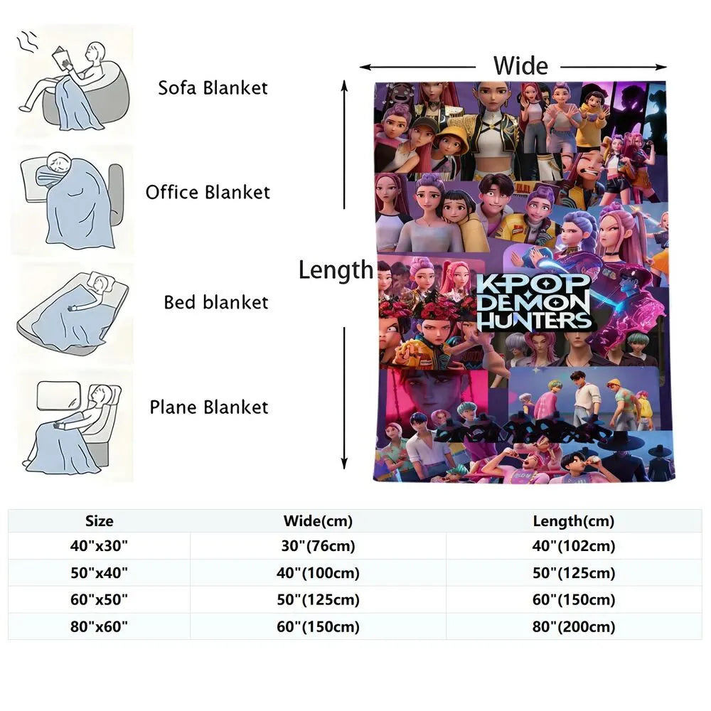 K-POP Demon Hunters Collage Anime Characters Multipurpose Throw Blanket