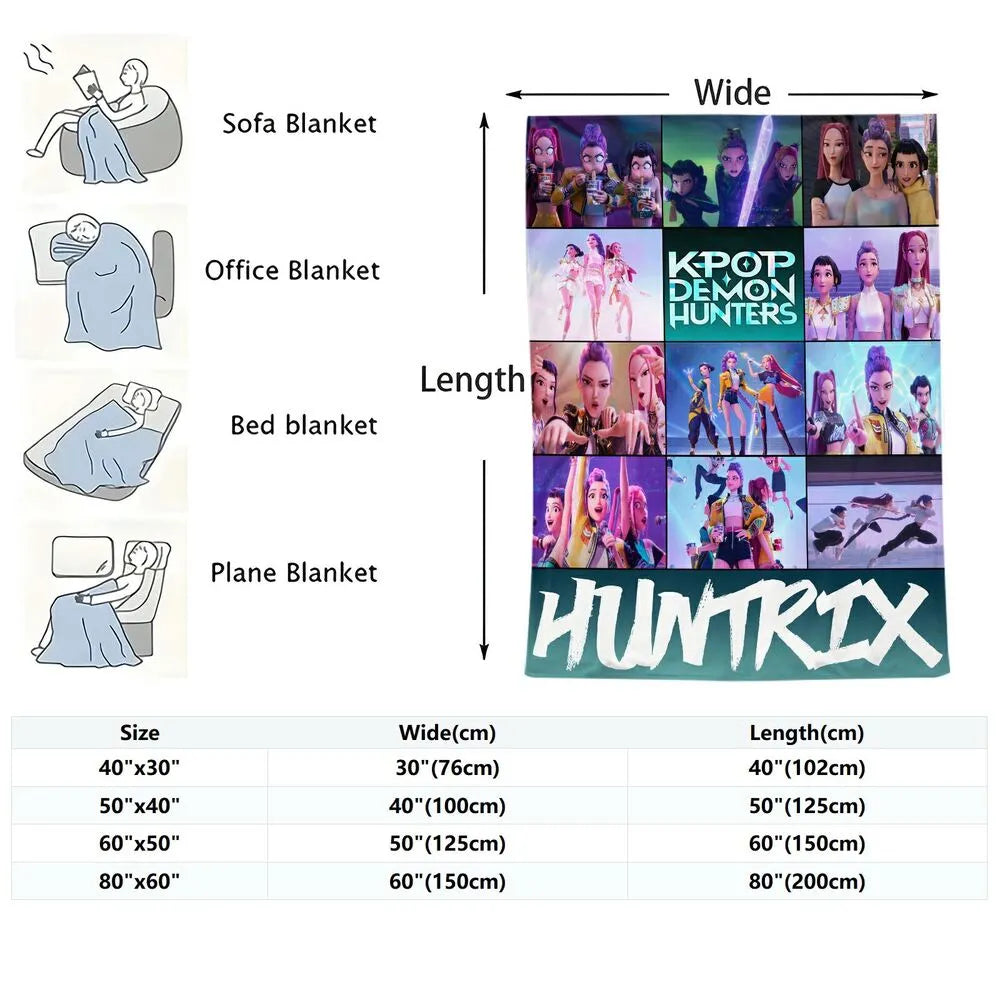 K-POP Demon Hunters Collage Anime Characters Multipurpose Throw Blanket