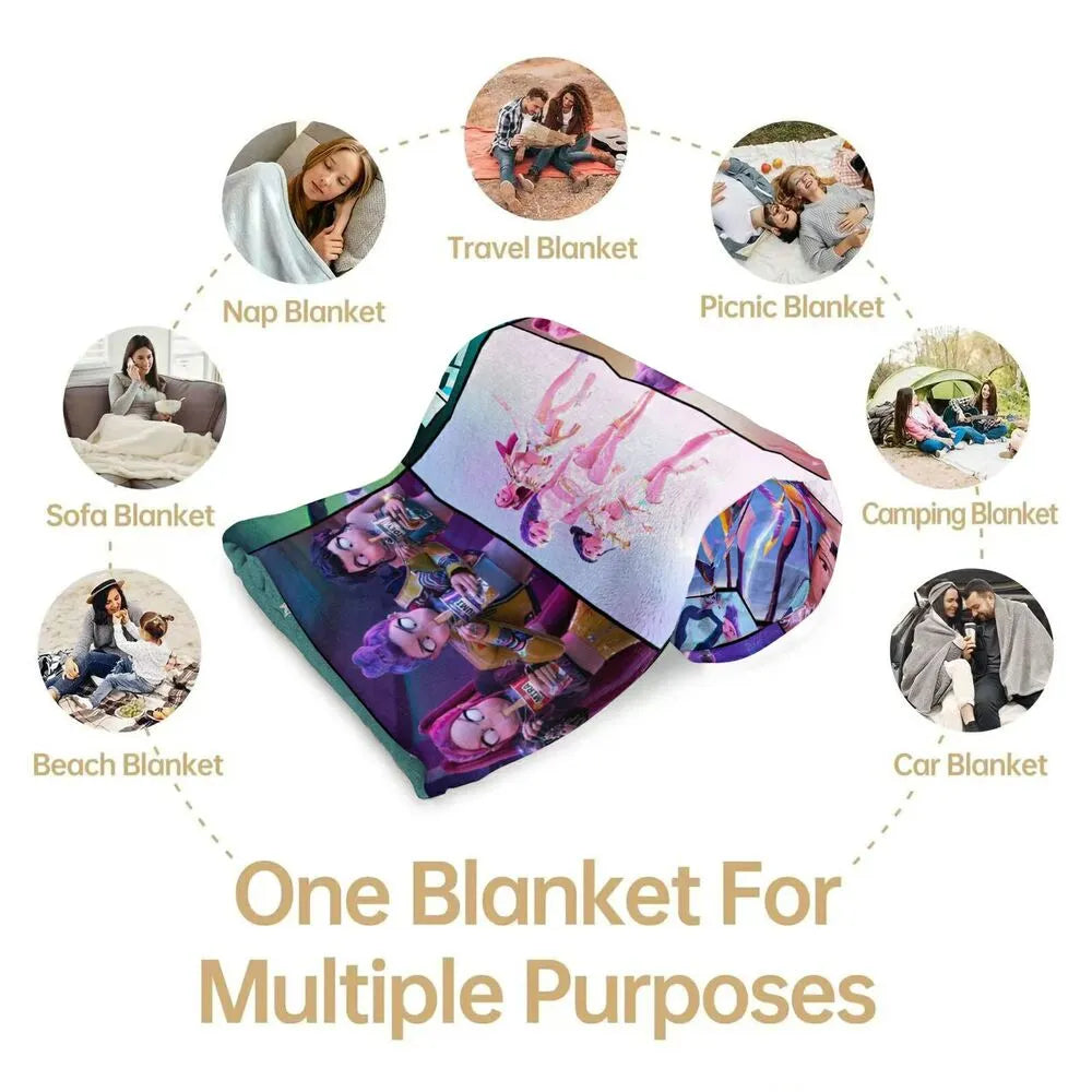 K-POP Demon Hunters Collage Anime Characters Multipurpose Throw Blanket