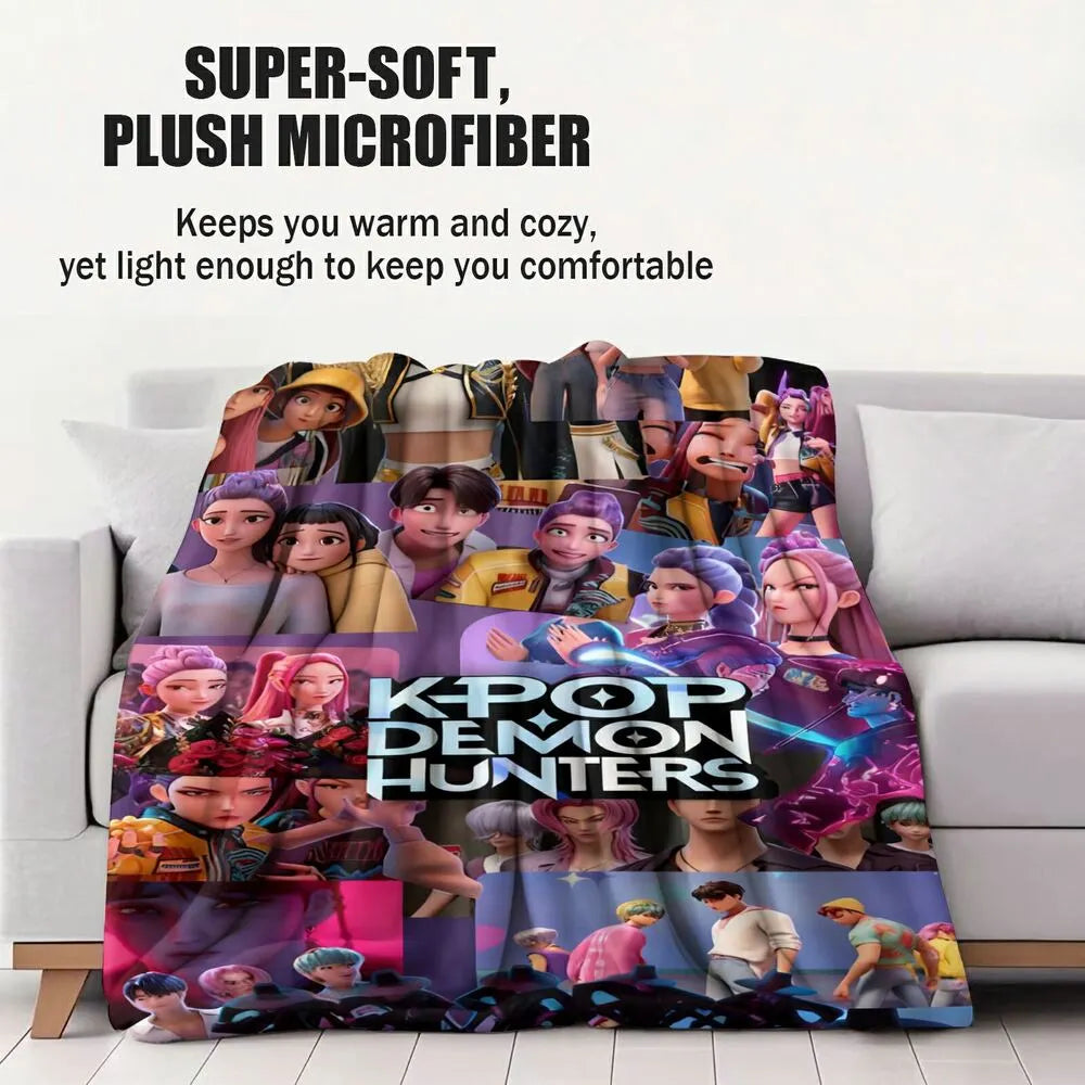 K-POP Demon Hunters Collage Anime Characters Multipurpose Throw Blanket