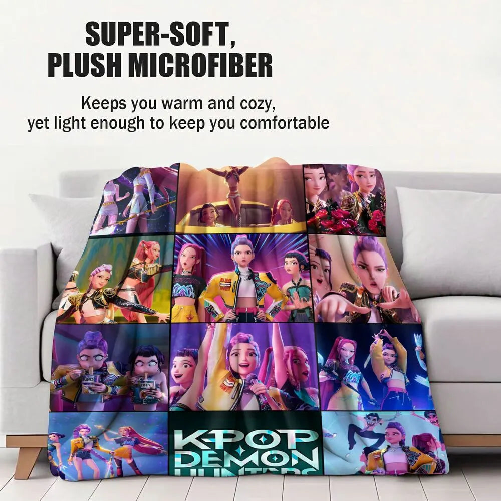 K-POP Demon Hunters Collage Anime Characters Multipurpose Throw Blanket