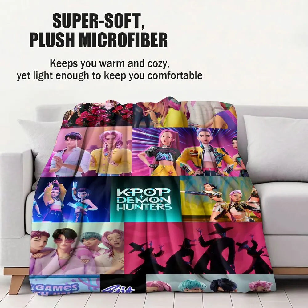 K-POP Demon Hunters Collage Anime Characters Multipurpose Throw Blanket