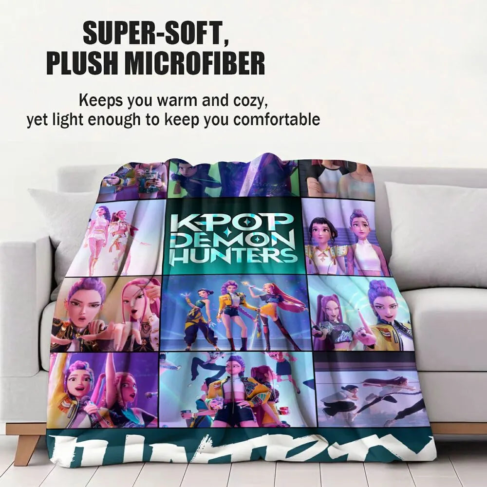 K-POP Demon Hunters Collage Anime Characters Multipurpose Throw Blanket
