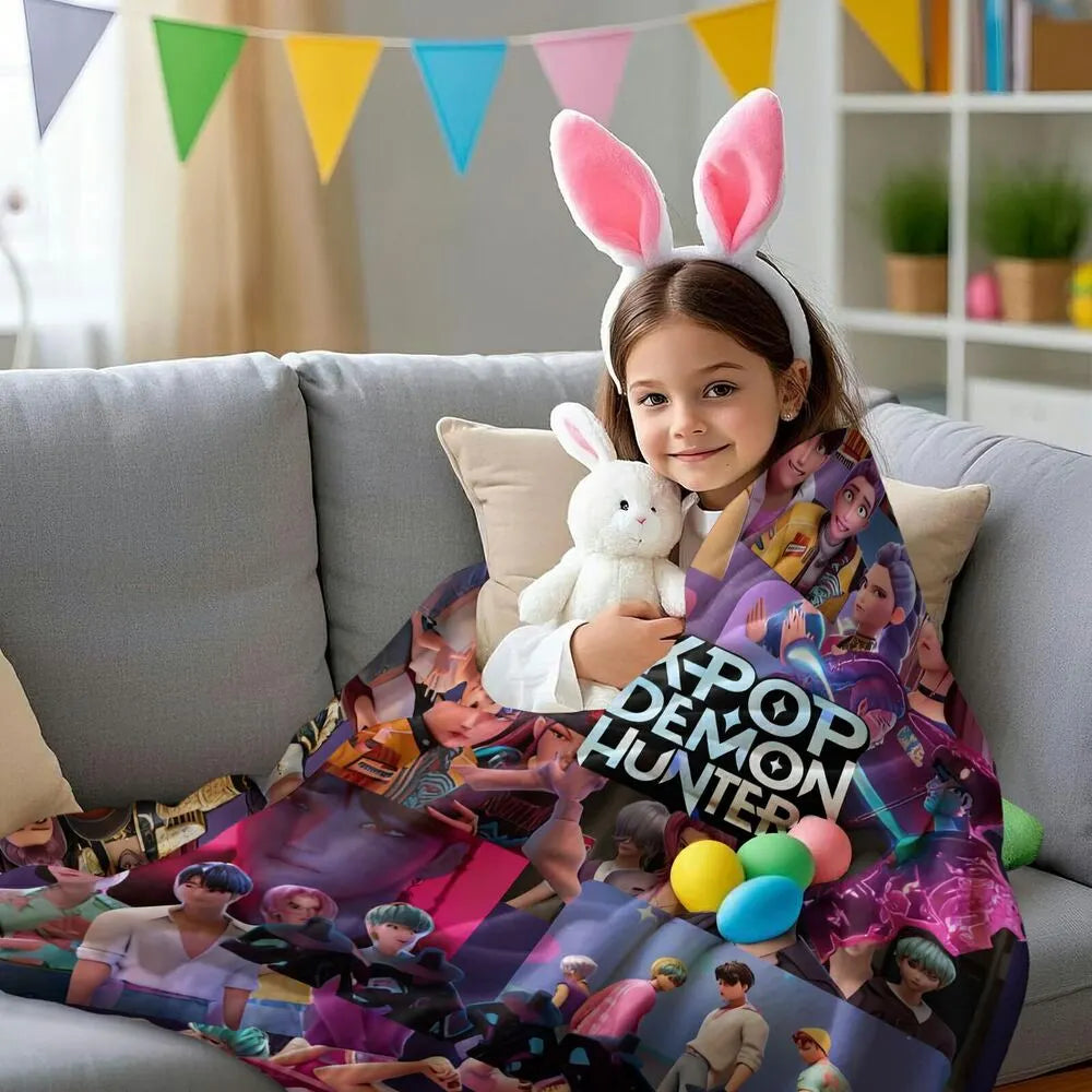 K-POP Demon Hunters Collage Anime Characters Multipurpose Throw Blanket