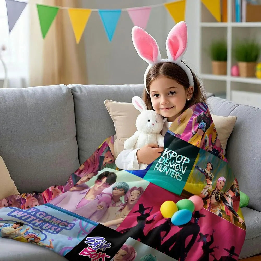 K-POP Demon Hunters Collage Anime Characters Multipurpose Throw Blanket