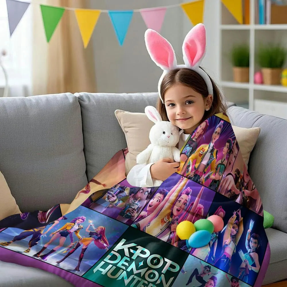 K-POP Demon Hunters Collage Anime Characters Multipurpose Throw Blanket