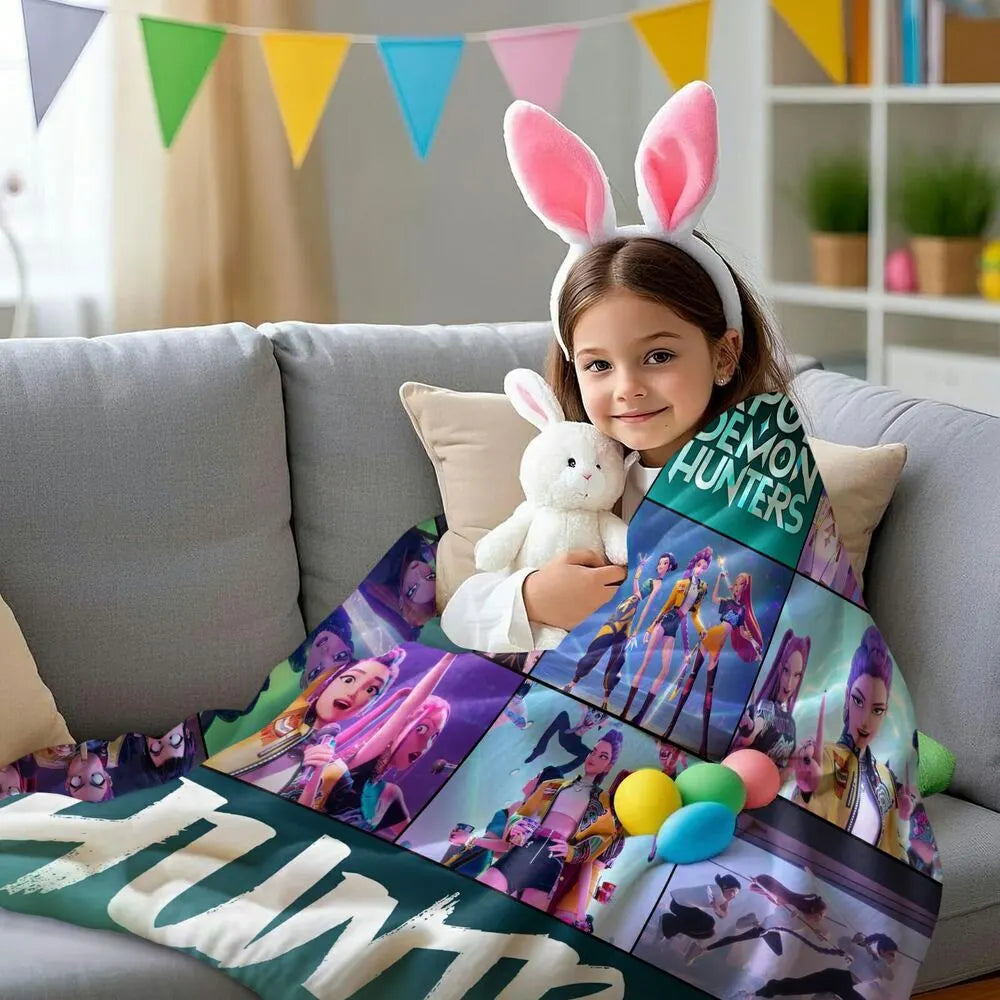 K-POP Demon Hunters Collage Anime Characters Multipurpose Throw Blanket