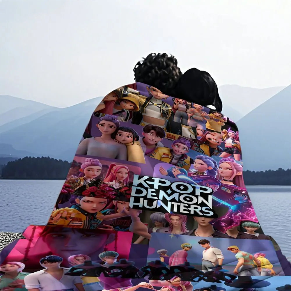 K-POP Demon Hunters Collage Anime Characters Multipurpose Throw Blanket